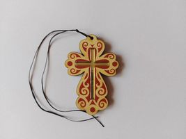 Christian Wooden Pectoral Cross Pendant Rope Cord Car Rearview Mirror - $23.00