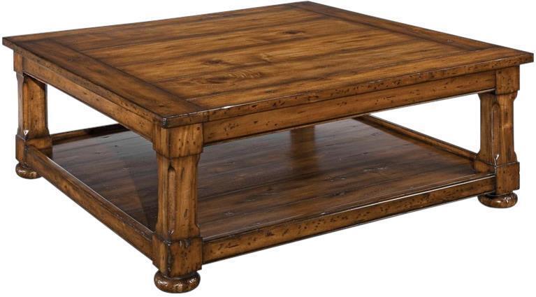 Square Cocktail Coffee Table, Tudor Style, Solid Wood, Acacia - $2,939.00