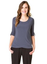 &quot;Tashina&quot; Steel Gray Softly Double Layered Crossover Top by Colletta - $29.95