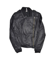 Free People Faux Leather Jacket Womens 6 Black Biker Assymetric Zip Line... - $32.03