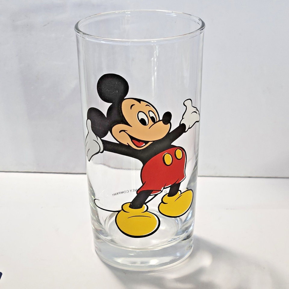Vintage Mickey Mouse Drinking Glass The Walt Disney Company 5 1/2" Tall - £11.68 GBP