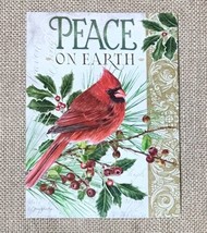 Jane Shasky Red Bird Cardinal Holly Berries Christmas Holiday Card w Envelope - £3.09 GBP