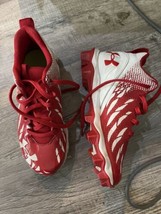 Under Armour Youth Boys 2.5y 2.5 USA Mid Football Cleats Red White - $19.34