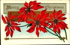 Merry Christmas Pointsettias Embossed Whitney Made 1914 Postcard-bkC - £3.18 GBP