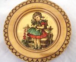  Vintage Hummel Style Girl Cuddling a Puppy by Fence.Wooden Plate Plaque - $19.99