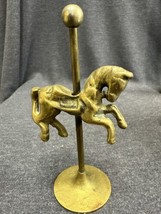 Figurine Horse Merry Go Round Carousel Solid Brass Vintage 5.25” Tall - £10.74 GBP