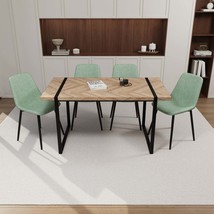 59&quot; Modern Dining Table Set w/ 4 Suede Chairs - £378.09 GBP