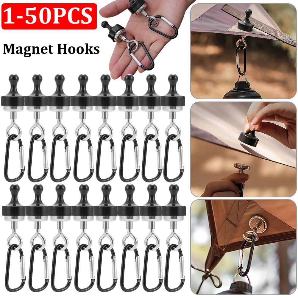 1-50PCS Magnet Camping Hooks Carabiner Clip Heavy Duty Magnet Hanger D Shape - £8.42 GBP+