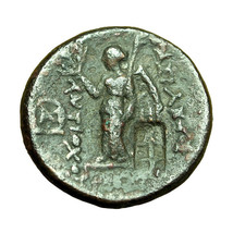 Ancient Greek Coin Seleukid Antiochos I AE14mm Athena / Nike Countermark 04368 - £30.92 GBP