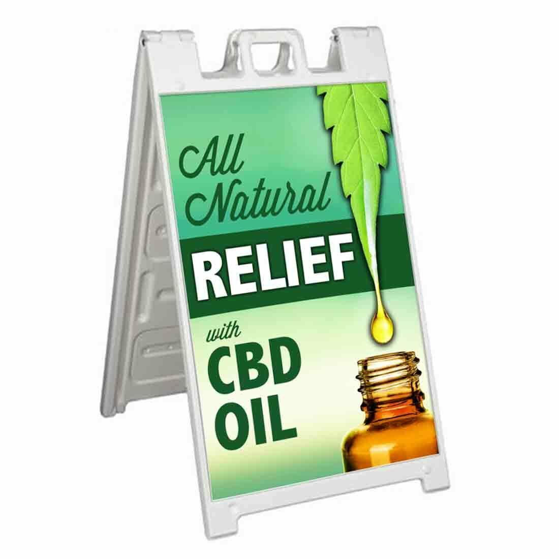 Primary image for ALL NATURAL RELIEF CBD OIL Signicade 24x36 Aframe Sidewalk Sign Banner Decal