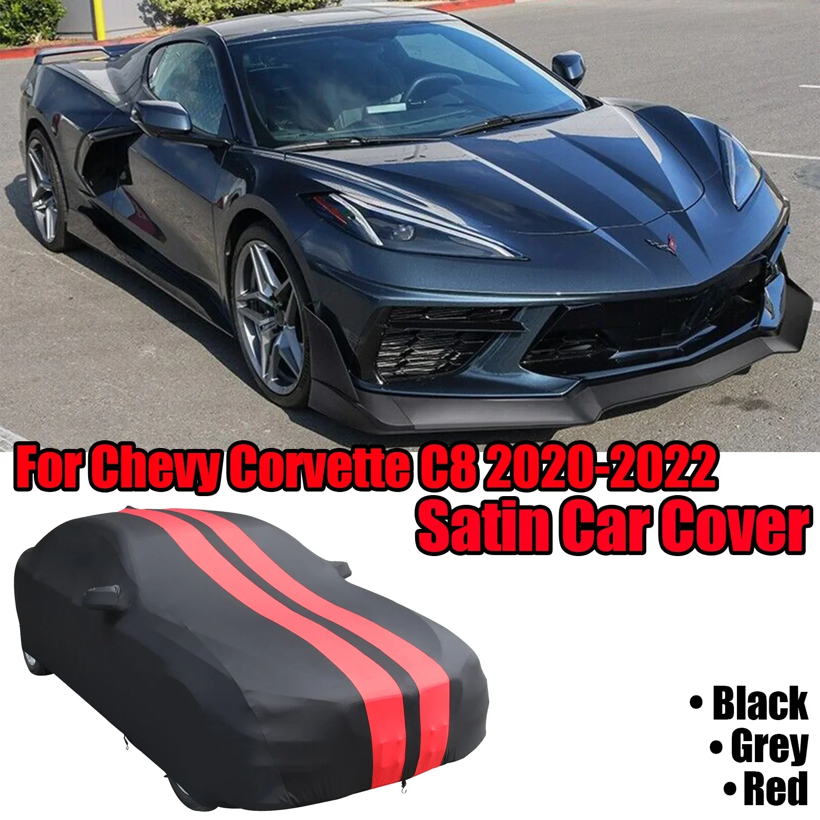 Full Car Cover For 2020-2022 Chevy Corvette C8 Stingray Indoor Satin Scratch - £149.73 GBP