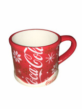 Coca-Cola Christmas Holiday Snowflakes Large Oversized Ceramic Mug Red Cup - £11.81 GBP