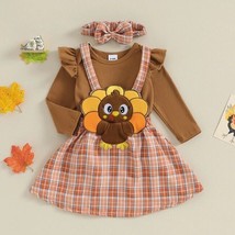 NWT Thanksgiving Turkey Baby Girls Suspender Skirt &amp; Headband Outfit Set - £9.54 GBP