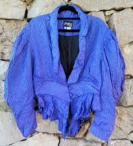 Vintage 80s Jacket Women New Romantic Blue Bolero Quirky Kings Road Medi... - $31.29