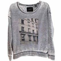 Maison Scotch Grey Burnout Paris Apartment Windows Graphic Sweatshirt - $65.45