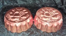 2 Vintage Matching Copper Jello Molds Fruit Design, 8 inch - $20.24