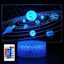 Solar System 3D Optical Illusion Side Table Lamp Universe Space Galaxy Night Lig - £20.60 GBP