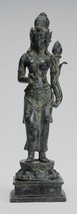 Antique Java Style Majapahit Standing Bronze Devi Tara Statue - 30cm/12&quot; - £690.01 GBP