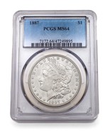 1887 Silver Morgan Dollar Graded by PCGS as MS-64! Nice White Color - $3,188.55 MXN