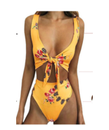New Without Tags Women&#39;s Floral High Cut Knot Tie Front Monokini Swim Su... - £6.70 GBP