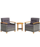 Outsunny 3-Piece Wooden &amp; Wicker Patio Bistro Set with Cushions - $419.66 CAD