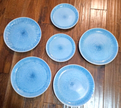 6 pc Pier 1 Blue Hand-Painted Stoneware - $49.49