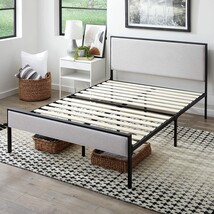 Edenbrook Hudson Queen Platform Bed Frame With, Metal/Upholstery - £287.89 GBP