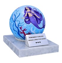 Hand painted kid cremation urn with a little siren A Little Mermaid child urn - £293.11 GBP