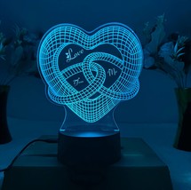 Love You &amp; Me Night Light for Valentines day Gift , Heart shape 3D Illusion Nigh - £22.81 GBP