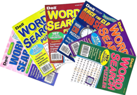 NEW Lot 6 Penny Press Dell Word Search Seek Original &amp; Race Clock Puzzle Books - £15.36 GBP
