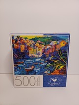 500 Piece Jigsaw Puzzle &quot;Boats and Old Town&quot; Cardinal  11&quot; x 14&quot; Old World - $9.49