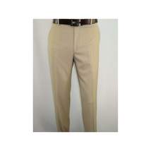 Mens MANTONI Flat Front Pants All Wool Super 140's Classic Fit 40901 Beige image 4
