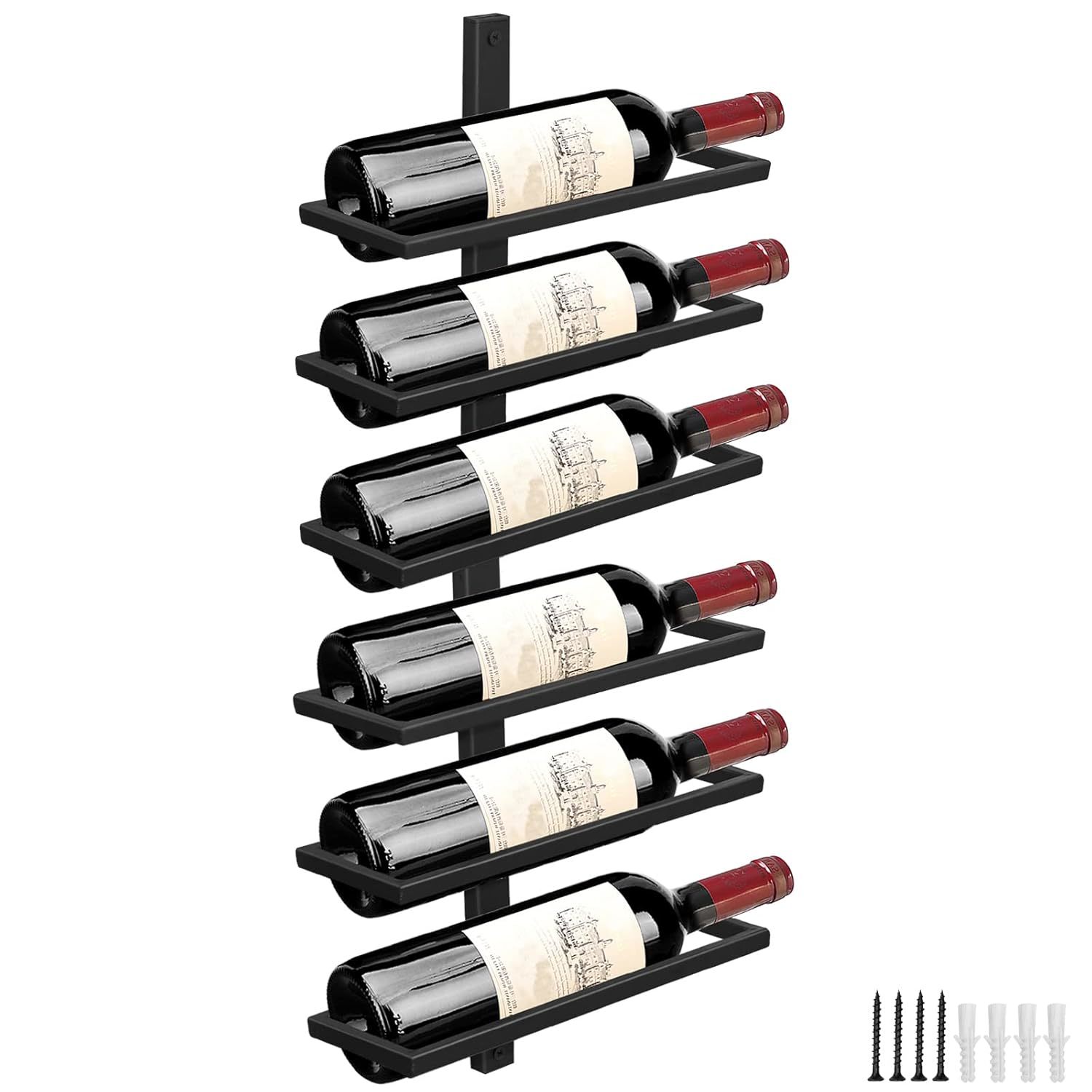 Wall Mounted Wine Rack, Adjustable Separable Black Metal Hanging Wine Bottle Hol