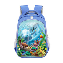 Sea Animal Turtle Dolphin Backpack Women Men Rucksack Children School Bags for T - £40.18 GBP