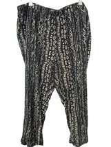 Susan Graver QVC Sz 1X black beige tribal cropped Pants elastic waist st... - $297.41 MXN