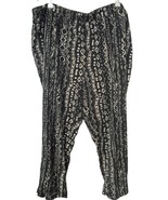 Susan Graver QVC Sz 1X black beige tribal cropped Pants elastic waist st... - $294.67 MXN