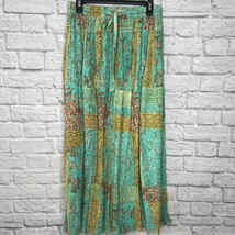 Phool Womens Y2K Boho Festival Skirt One Size Mint Green Floral Maxi - $34.60