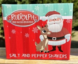 Rudolph The Red-Nosed Reindeer SANTA &amp; RUDOLPH Salt &amp; Pepper Shakers Set New - $28.99