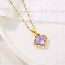 Purple Crystal &amp; 18K Gold-Plated Quatrefoil Pendant Necklace - £11.18 GBP