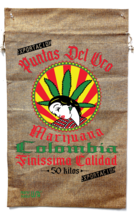 Colombian Brand Marijuana Burlap Bag Pot Leaf Wall 006 Spanish - £14.80 GBP