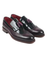 Paul Parkman Mens Shoes Loafer Black Purple Kiltie Tassel Handmade KT92PX - $499.99