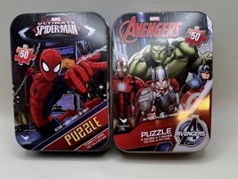 Marvel Avengers And Spider-Man  Mini Puzzle in Tin 7”x5&quot; - £7.02 GBP