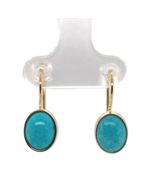 14k Yellow Gold 2.73ct TW Genuine Kingman Turquoise Wire Hook Earrings (... - $10,742.28 MXN