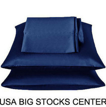 2 Standard / Queen size SATIN Pillow Cases / Covers NAVY BLUE Color - Brand New - £11.70 GBP