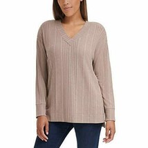 NWT!!! Andrew Marc Ladies’ Ribbed V-Neck Top (Large, Taupe) - £16.06 GBP