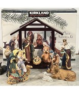 Kirkland Nativity Set 13 Pieces Gold &amp; Jewel Accents Wood Creche #75177 ... - $324.02 CAD
