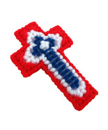 Red White Blue Patriotic Christmas Cross Ornament - £15.83 GBP