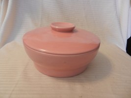 Pink Pottery Round Covered Serving Bowl Matte Finish 8.5&quot; Diameter - $60.00