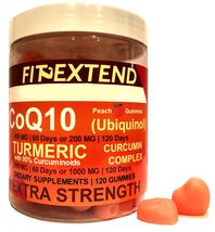 FIT EXTEND COQ10 200mg Ubiquinol &amp; Turmeric Gummies 1000mg 120 Days Peac... - $24.99
