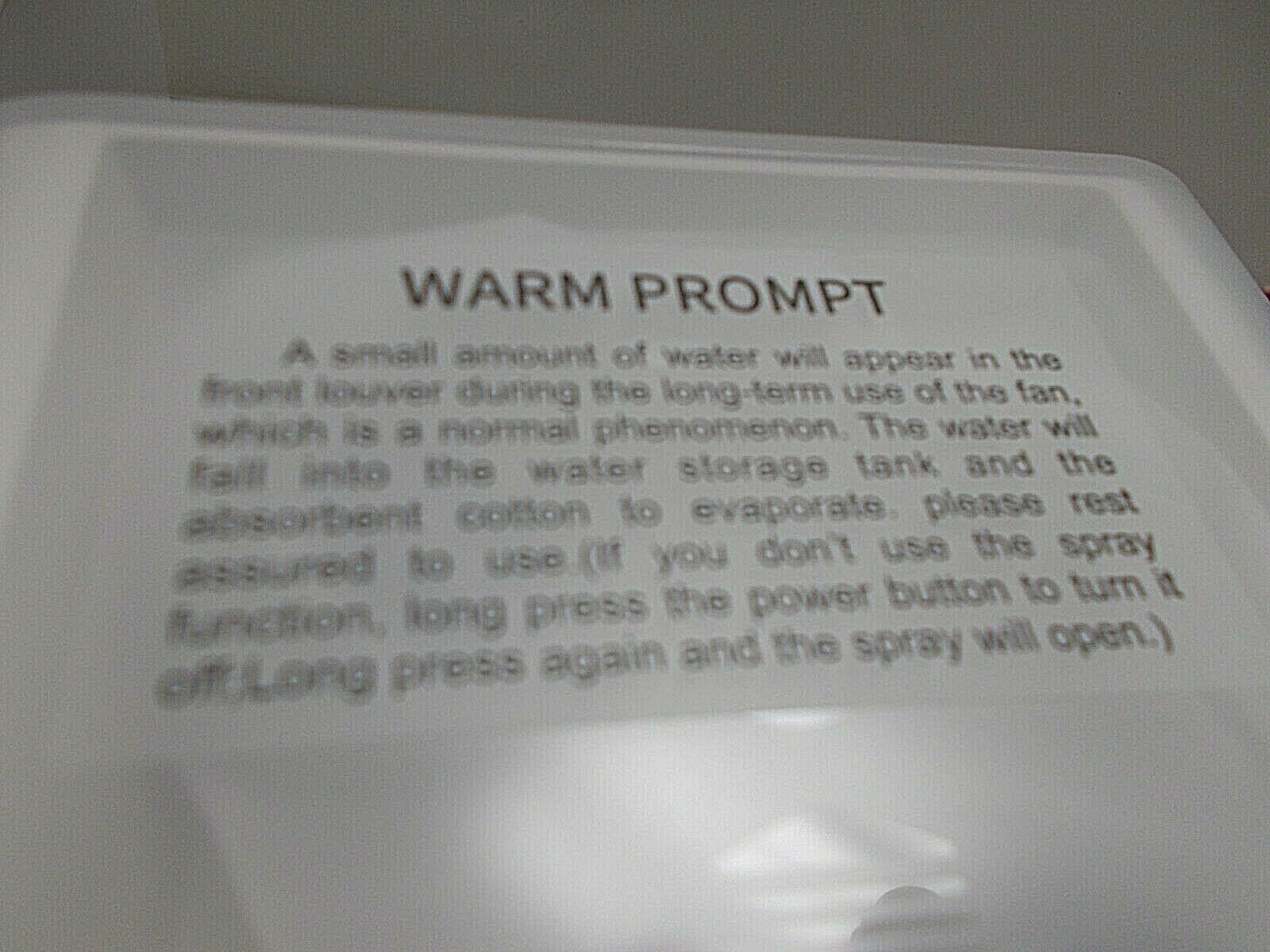 Desktop White Water Cooling Fan Model Number S108 Portable Fans